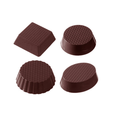 Chocolate World Petit Four Cup (4 Figures) Polycarbonate Chocolate Mold – 1.26 x 0.87 x 0.53 in, 24 Cavities