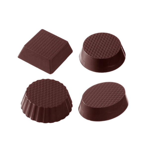 Chocolate World Petit Four Cup (4 Figures) Polycarbonate Chocolate Mold – 1.26 x 0.87 x 0.53 in, 24 Cavities
