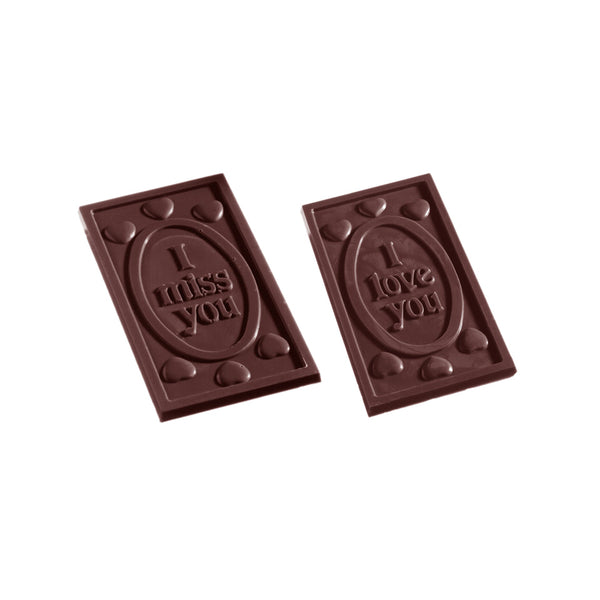 Chocolate World Tablet – 'I Love You' Message Polycarbonate Chocolate Mold – ~4.65 x 1.97 x 0.31 in, 4 Cavities