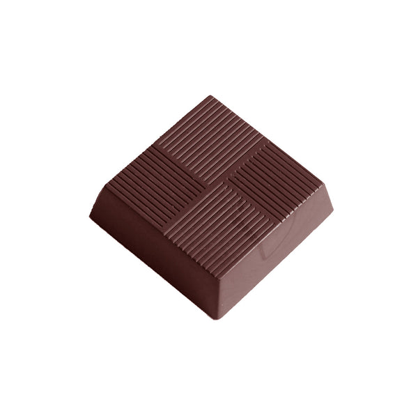 Chocolate World Square with Lines (33mm) Polycarbonate Chocolate Mold – 1.30 x 1.30 x 0.39 in, 18 Cavities