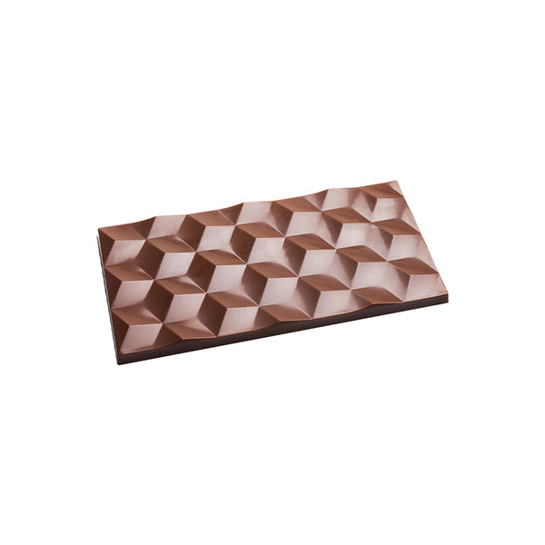Chocolate World Tablet Facet (Cube Illusion) Polycarbonate Chocolate Mold – 5.83 x 2.91 x 0.33 in, 3 Cavities