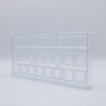 Chocolate World Praline Square Texture Cocoa Bean Polycarbonate Chocolate Mold – ~1.18 x 1.18 x 0.39 in, 24 Cavities
