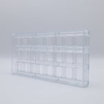 Chocolate World Praline Square Box Polycarbonate Chocolate Mold – ~1.18 x 1.18 x 0.59 in, 24 Cavities