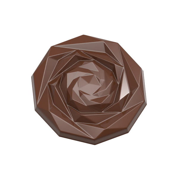 Chocolate World Caraque Rose Polycarbonate Chocolate Mold by Davide Comaschi – ~1.57 x 1.57 x 0.20 in, 18 Cavities