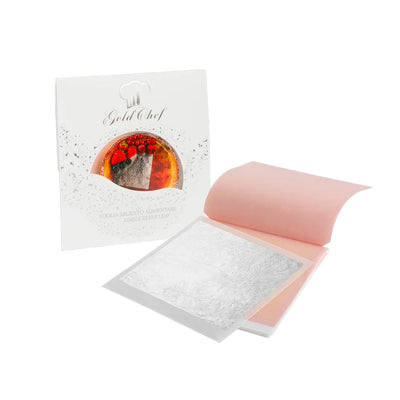 Gold Chef Pure Edible Silver Leaf 80 mm, 25 Sheets