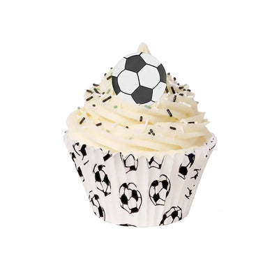 Greens Choice Football Cupcake Cases with Football Toppers -12 Pcs