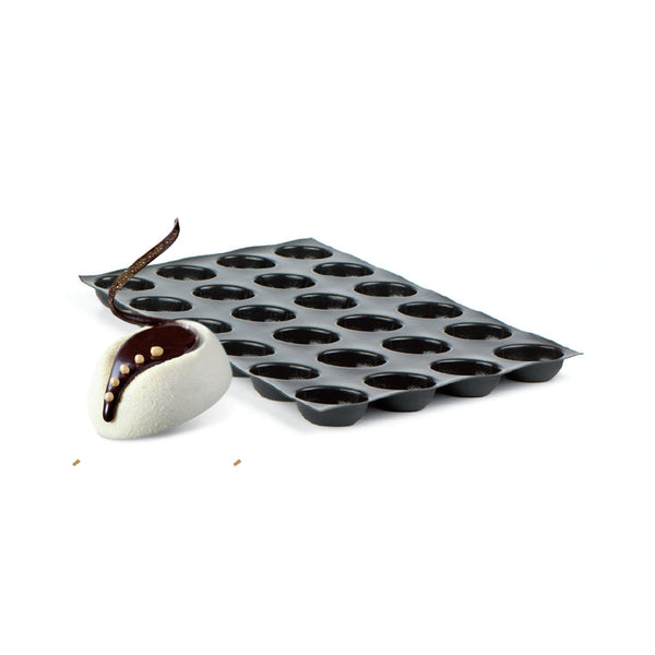 Demarle Flexipan Origine Oval Savarin Silicone Baking Mold 600 x 400 mm - 24 Cavities, 85 x 61 x 30 mm Each
