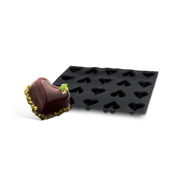 Demarle Flexipan Origine Domed Heart Silicone Baking Mold 400 x 300 mm - 12 Cavities, 75 x 65 x 35 mm Each