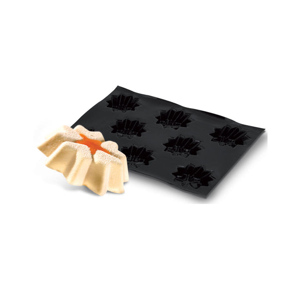 Demarle Flexipan Origine Embossed Star Silicone Baking Mold 400 x 300 mm - 8 Cavities, 90 x 75 x 25 mm Each