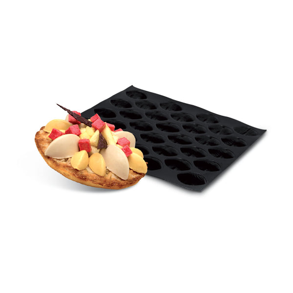 Demarle Flexipan Origine Quenelle Silicone Baking Mold 400 x 300 mm - 18 Cavities, 84 x 44 x 35 mm Each