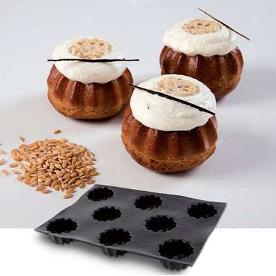 Demarle Flexipan Origine Mini Bundt Silicone Baking Mold 400 x 300 mm - 8 Cavities, 74 x 34.5 mm Each