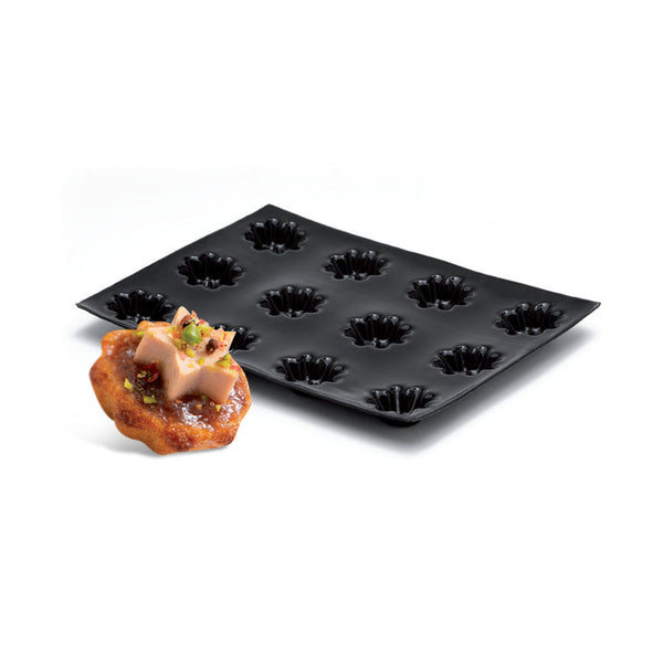 Demarle Flexipan Origine Mini Fluted Tartlet Silicone Baking Mold 300 x 200 mm - 12 Cavities, 46 x 38 x 15 mm Each