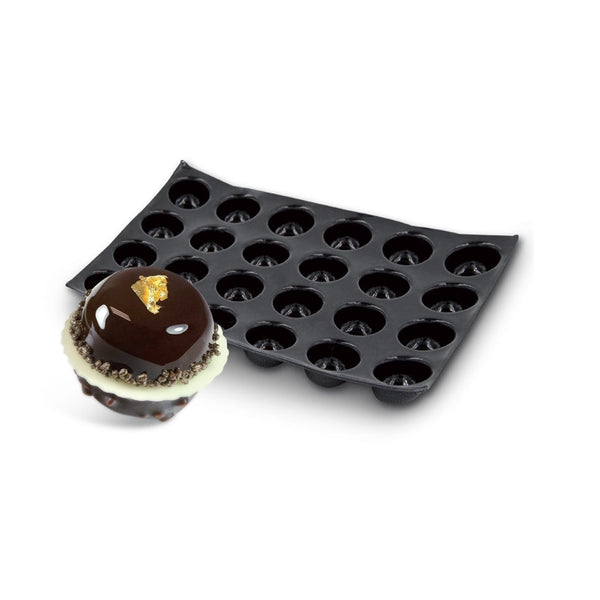 Demarle Flexipan Origine Pomponnette Mini Round Silicone Baking Mold 300 x 200 mm - 24 Cavities, 36 x 17 mm Each