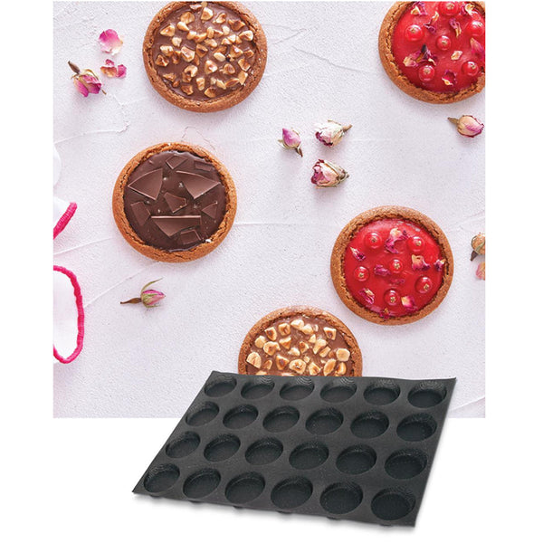 Demarle Silform Flexipan Air Round Cookie Perforated Baking Mold 600 x 400 mm - 24 Cavities, 80 x 12 mm (3.15 x 0.47 in) Each