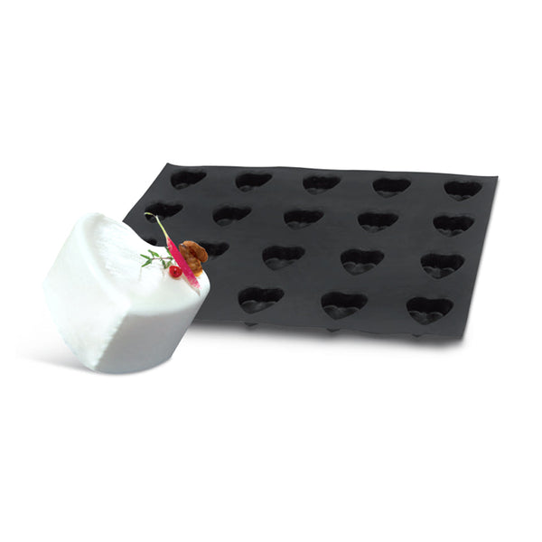 Demarle Flexipan Origine Heart Silicone Baking Mold 600 x 400 mm - 20 Cavities, 62 x 66 mm Each