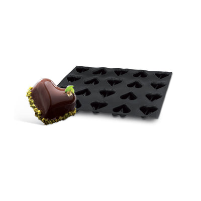 Demarle Flexipan Origine Mini Rounded Heart Silicone Baking Mold 400 x 300 mm - 35 Cavities, 41 x 38 mm Each