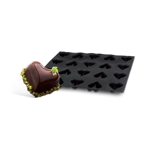 Demarle Flexipan Origine Mini Rounded Heart Silicone Baking Mold 400 x 300 mm - 35 Cavities, 41 x 38 mm Each
