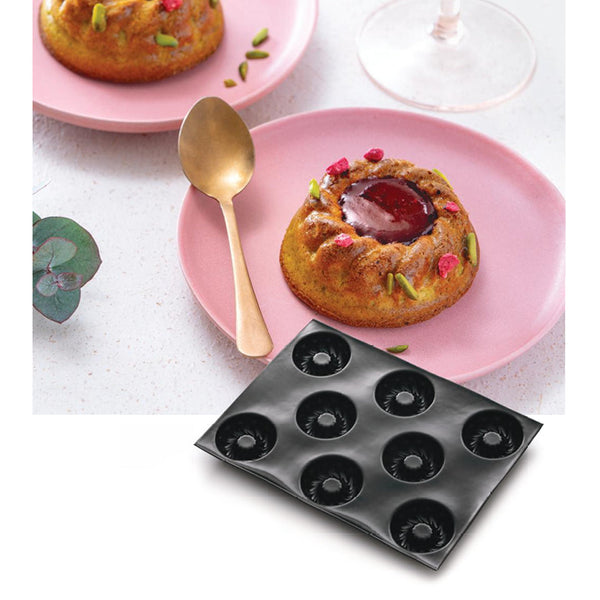 Demarle Flexipan Origine Twisted Wreath Silicone Baking Mold 400 x 300 mm - 8 Cavities, 80 x 26 mm (3.15 x 1.02 in) Each