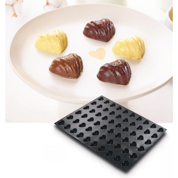 Demarle Flexipan Origine Mini Fluted Heart Silicone Baking Mold 400 x 300 mm - 30 Cavities, 44.4 x 40.9 x 19 mm (1.73 x 1.57 x 0.75 in) Each