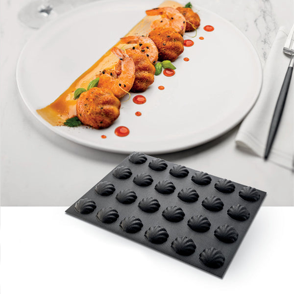 Demarle Flexipan Origine Mini Shell Silicone Baking Mold 400 x 300 mm - 24 Cavities, 50 x 45 x 17 mm Each