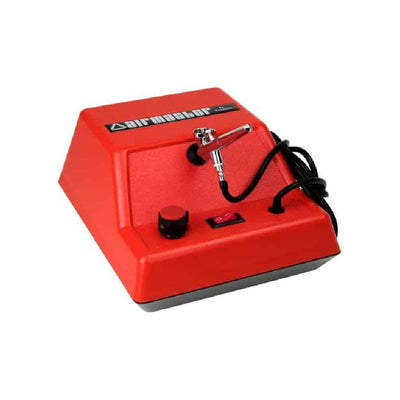 Kopykake Airmaster Airbrush Compressor Kit with Single Action Airbrush – Red, 110V